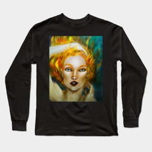 Aithne (fire girl portrait) Long Sleeve T-Shirt